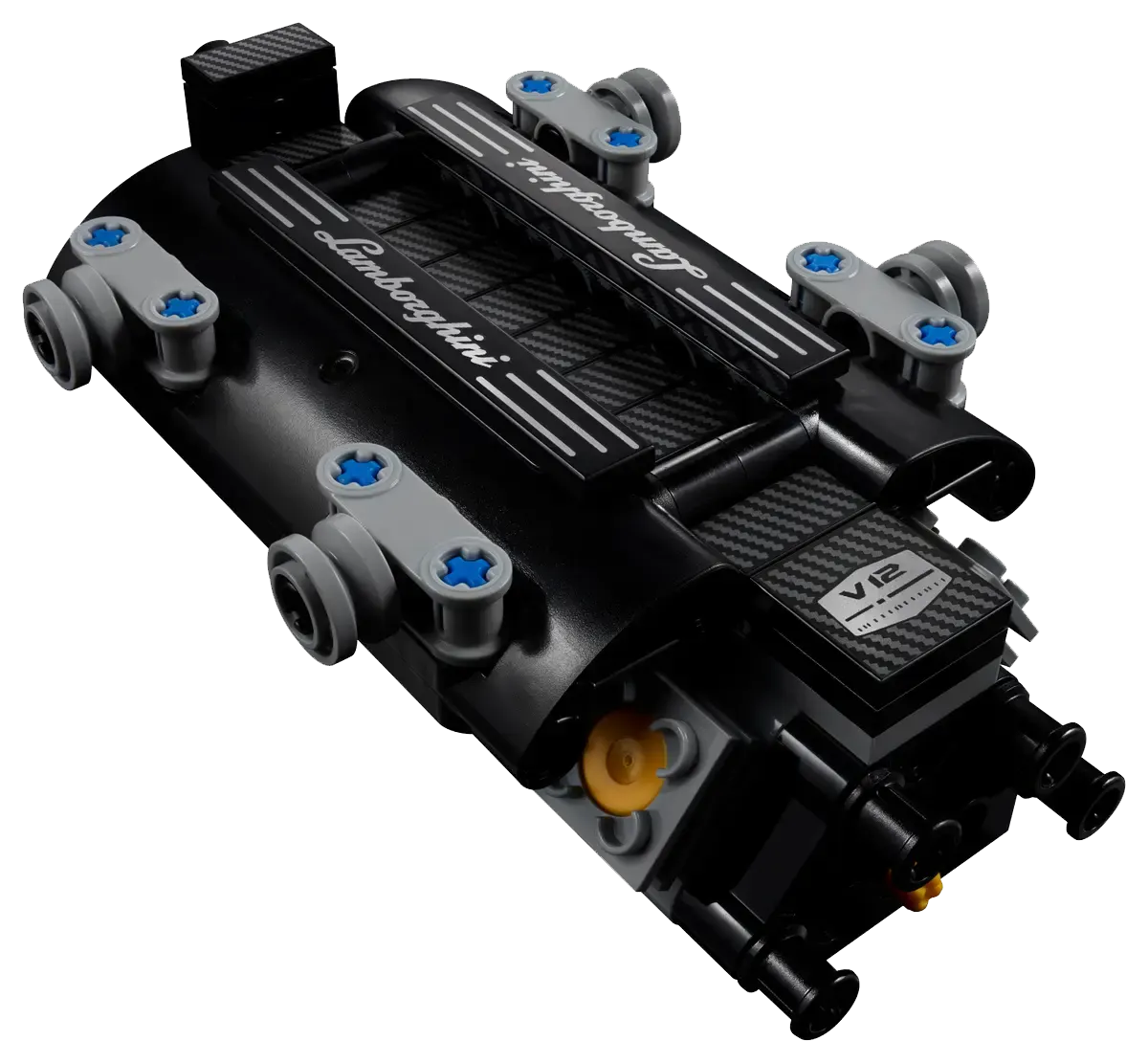 LEGO Lamborghini V12 motor detayı karbon fiber desen